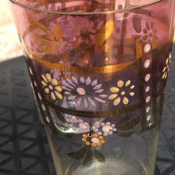 Set of 2 Vintage Juice Glasses Hand Painted Purple Ombré - Picture 4 of 13